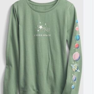 Gap Kids 100% Organic Cotton Green " I need Space" Graphic T-Shirt Sz. L